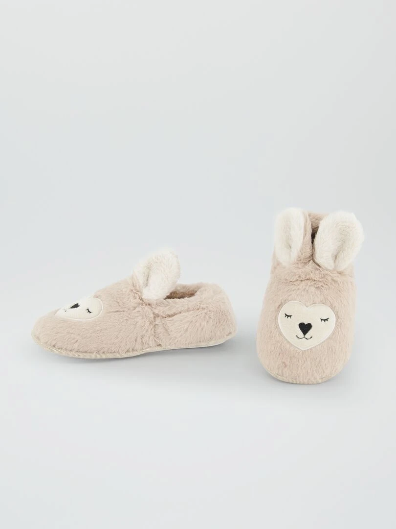 Chaussons doux 'lapins'   Beige