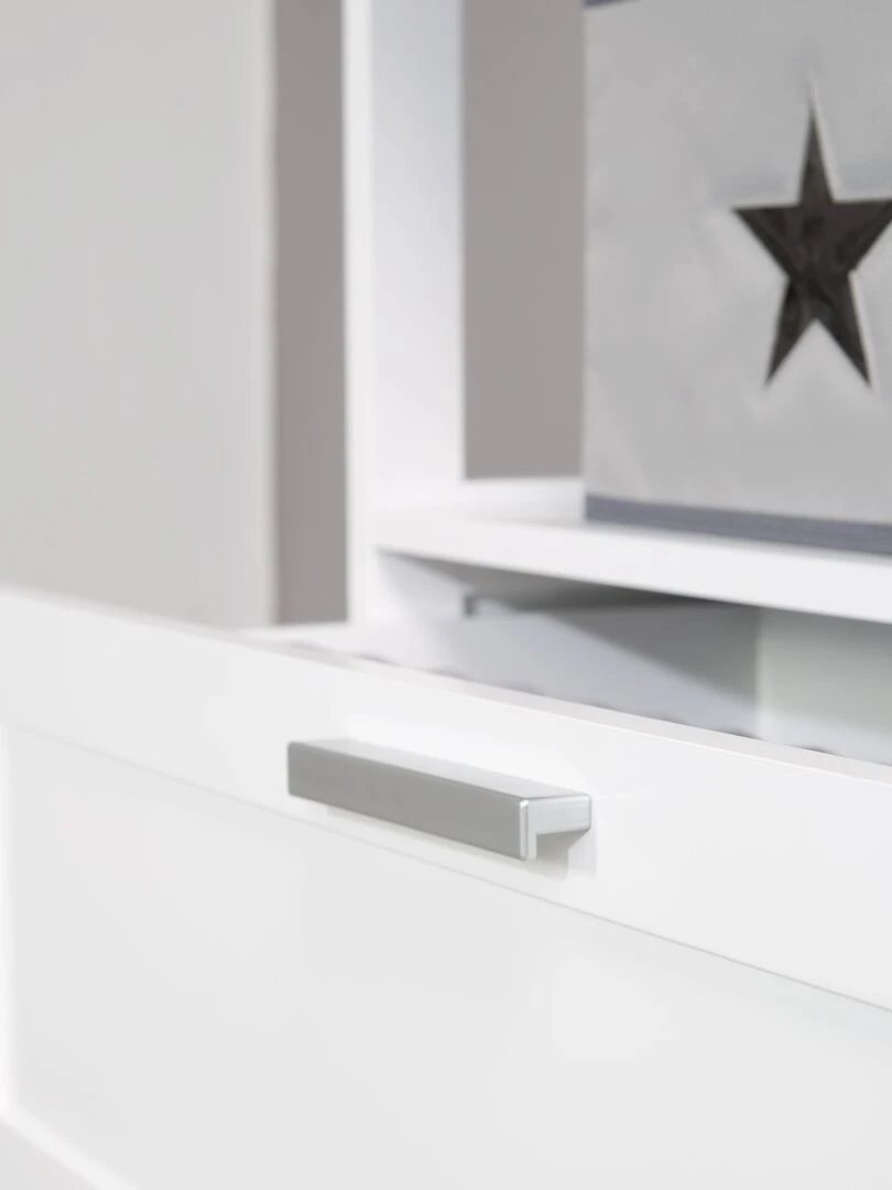 ROBA Commode à langer "Hamburg" à 2 Tiroirs + 2 boîtes de rangement – gris   Blanc