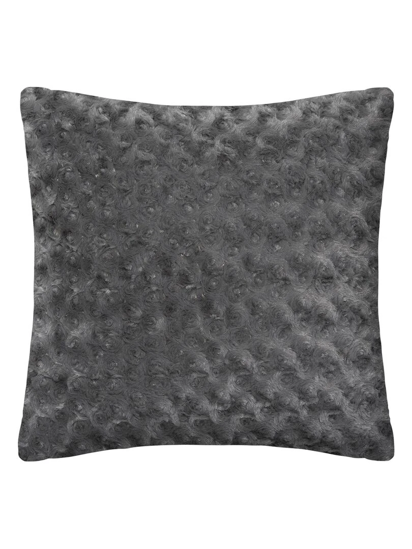 Coussin en imitation fourrure bouclée Gris foncé