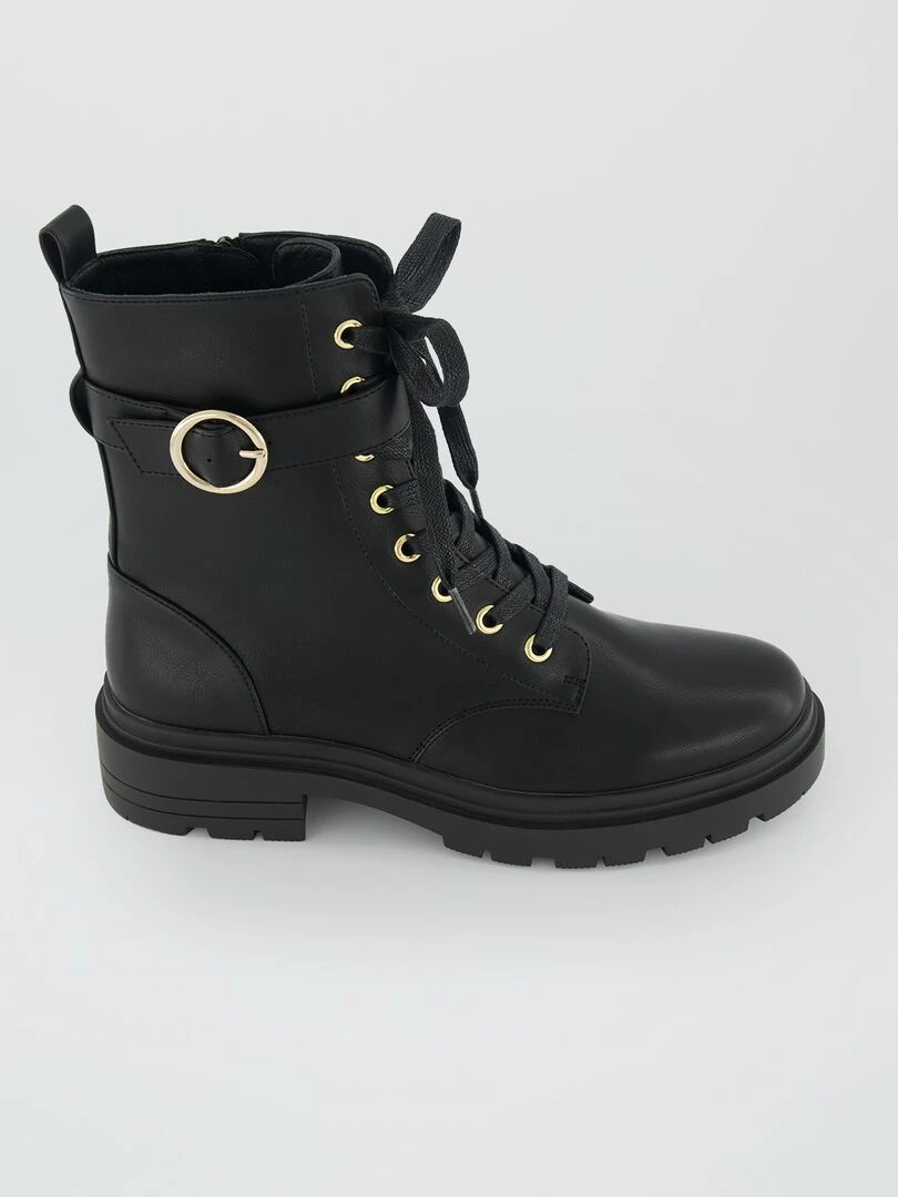 Bottines à lacets à semelle crantée noir