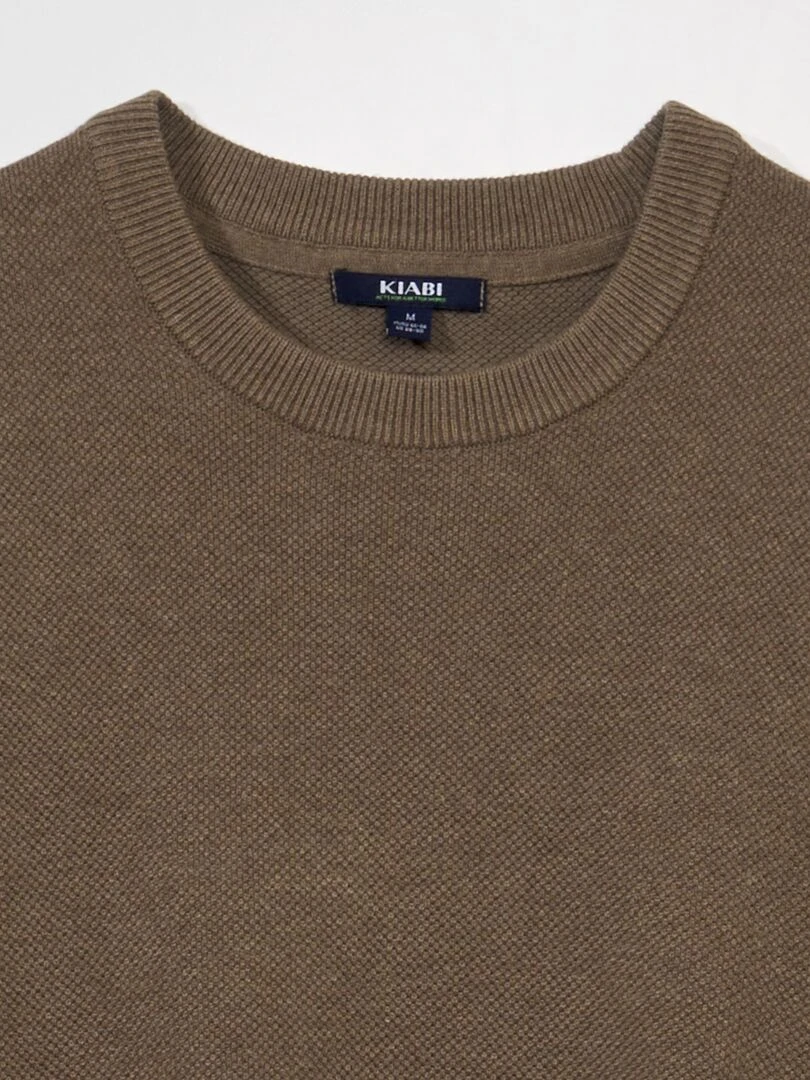Pull en maille nid d'abeille   Taupe