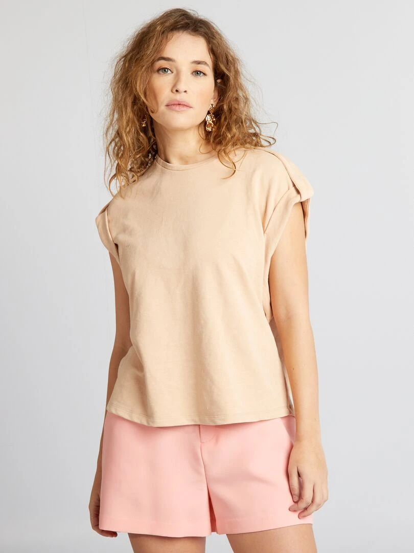 T shirt large avec effet délavé   Beige