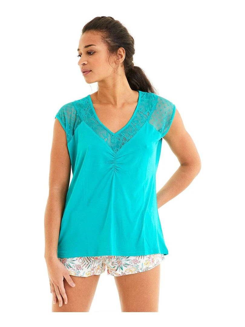 Top de pyjama UKULELE Pomm'Poire Bleu