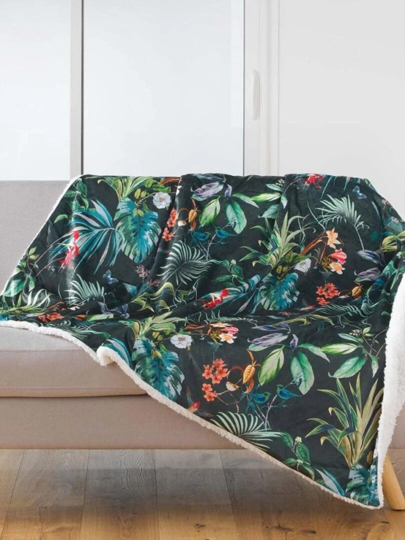 Plaid velours 125x150 cm sherpa Féerie Vert