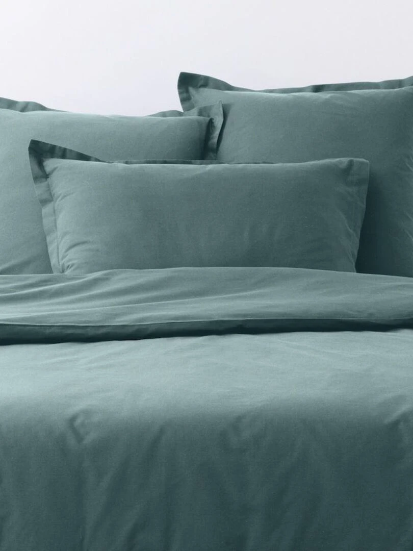 Lot de 2 taies d’oreiller coton uni   Bleu canard