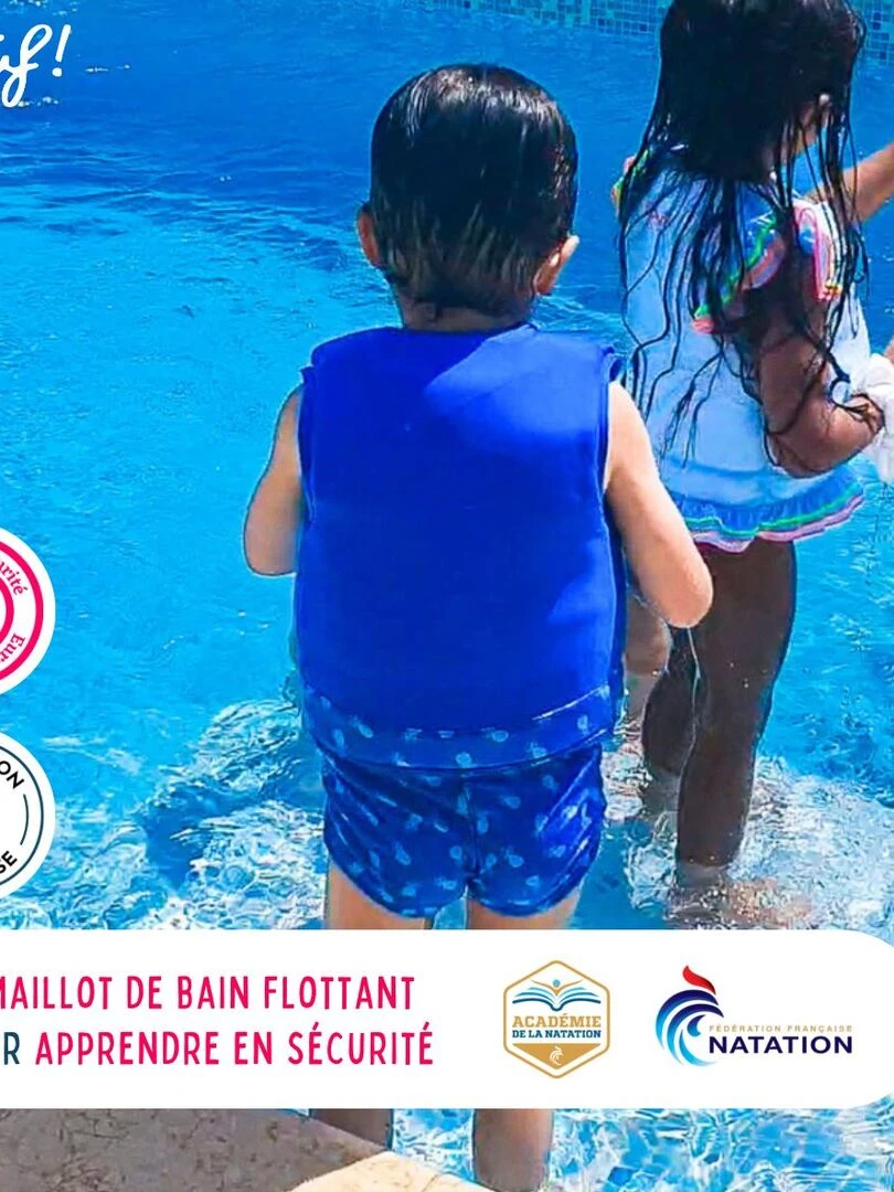 Maillot de Bain Pynaboy Enfant avec Flotteurs Accessoire de Natation Garçon Bleu