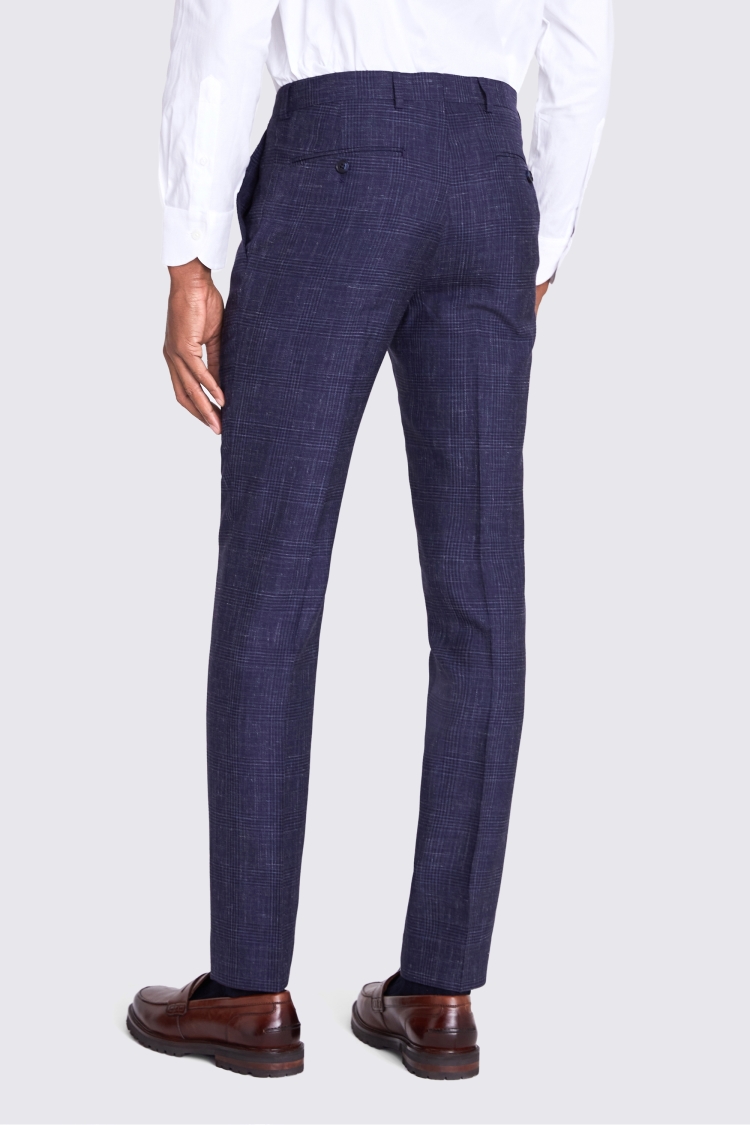 Italian Slim Fit Blue Check Trousers Buy Online at Moss
