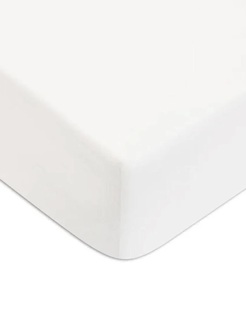 Future Home Drap housse en coton 57 fils uni Blanc