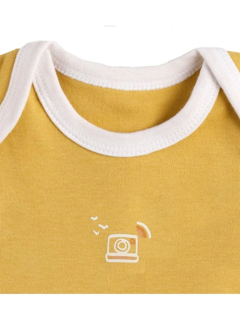 Bodies bébé en coton à manches courtes lot de 3   SAUTHON   Blanc Jaune