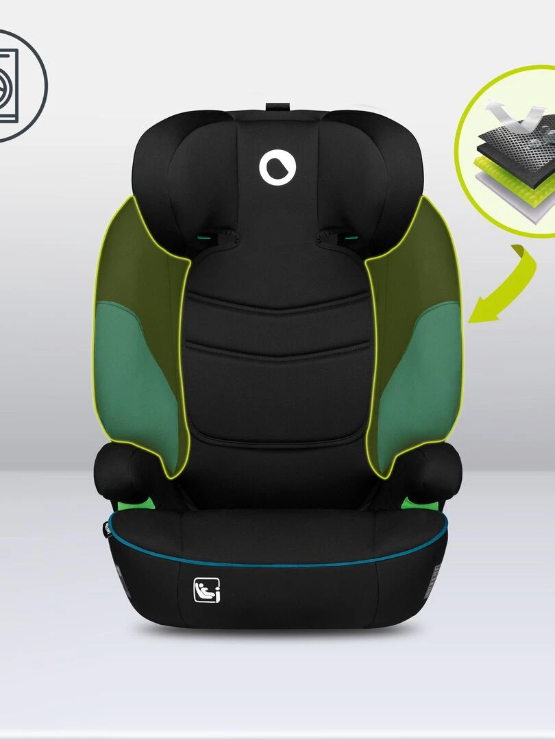 LIONELO Lars i Size   Siège auto bébé évolutif   Groupe 2 3   Vert   Noir Bleu