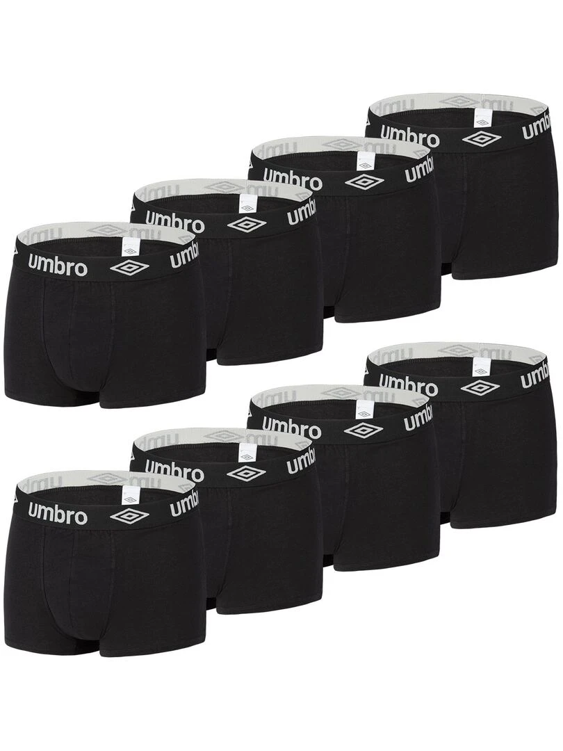 Lot de 8 Boxers coton homme uni Umbro Noir