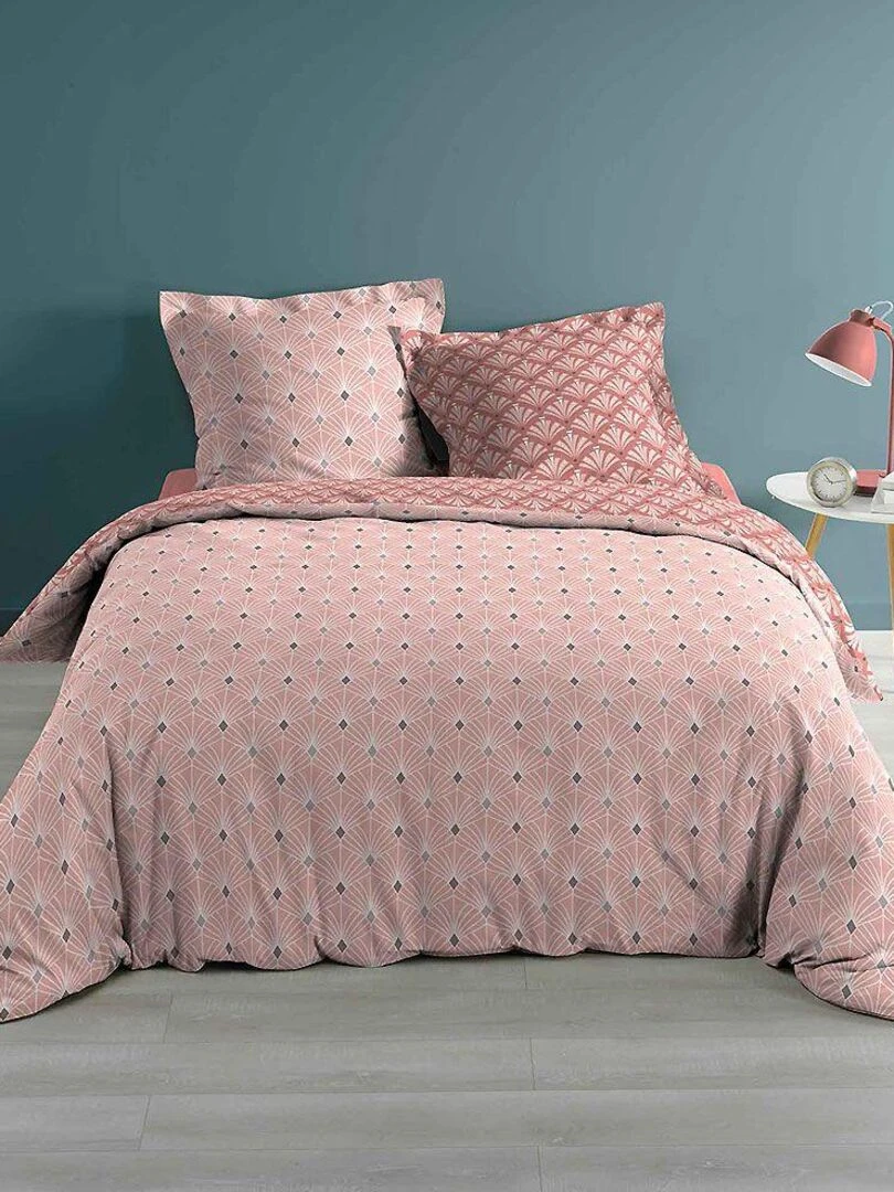 Housse de couette + 2 taies d'oreiller Meloe Rose