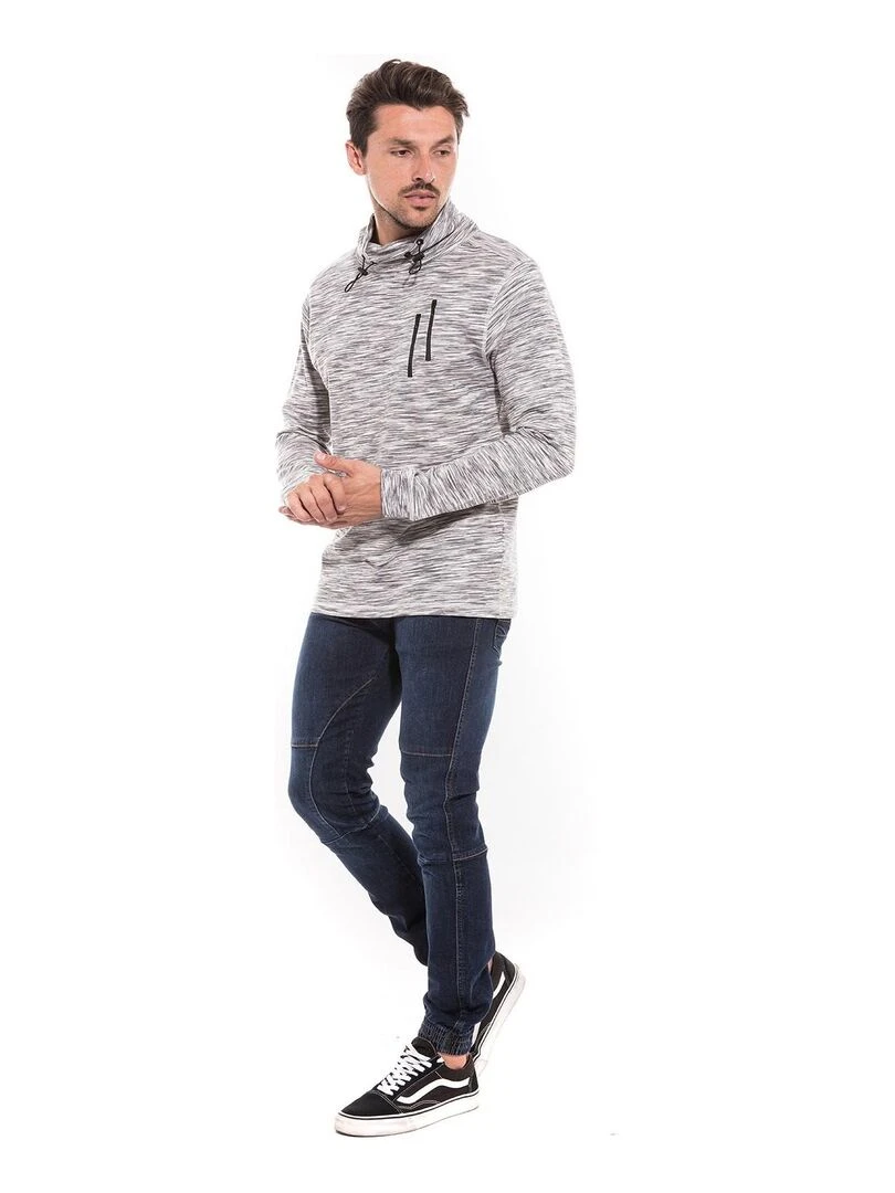 Sweat col boule en coton WIRVINE   Gris