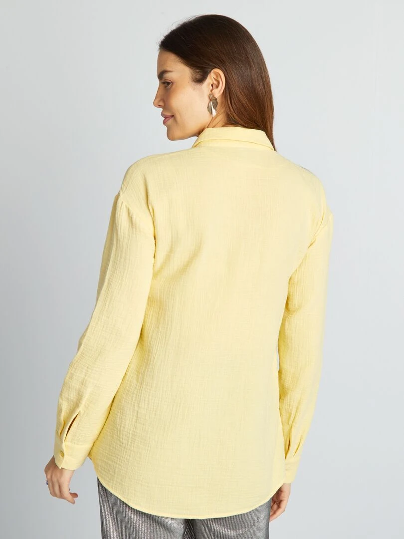 Chemise en gaze de coton d'allaitement   Jaune