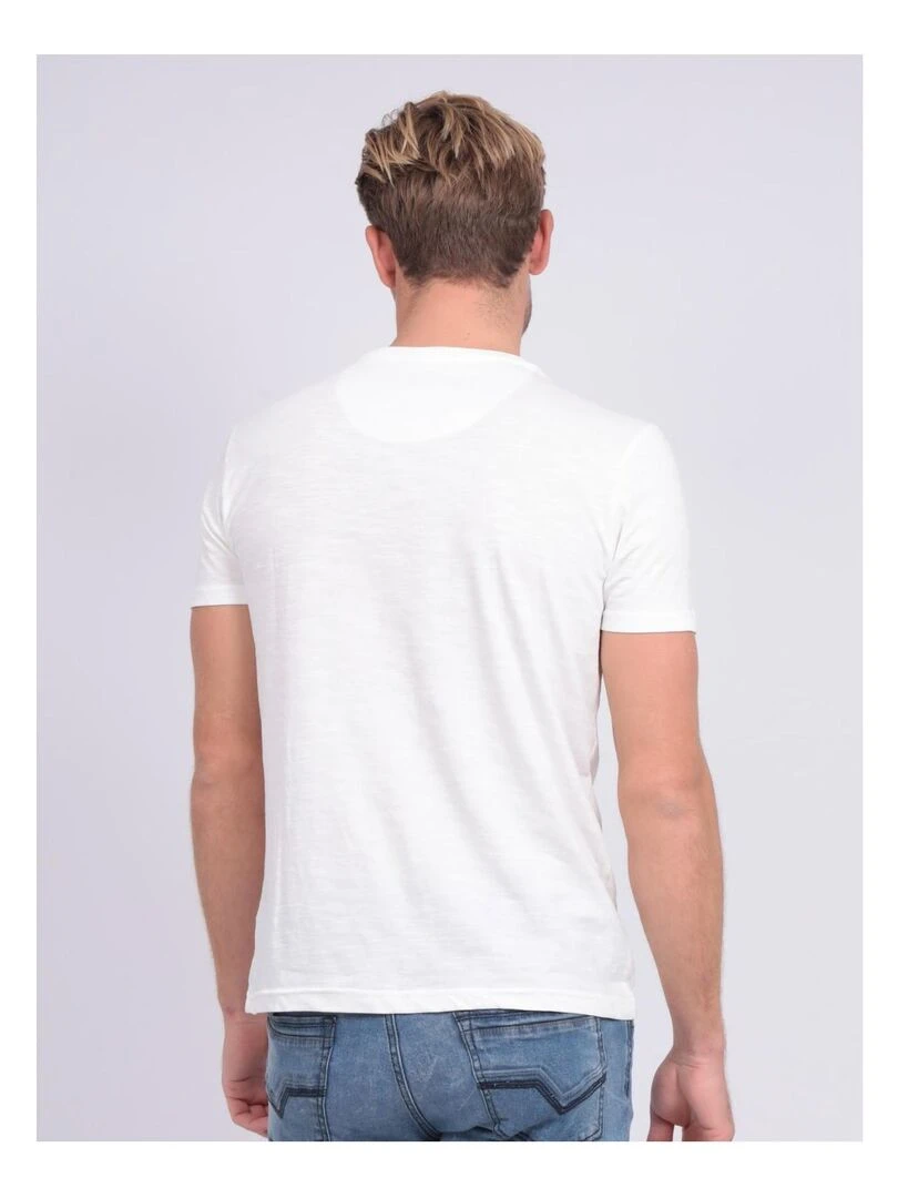 T shirt col rond pur coton NALTOX Ecru