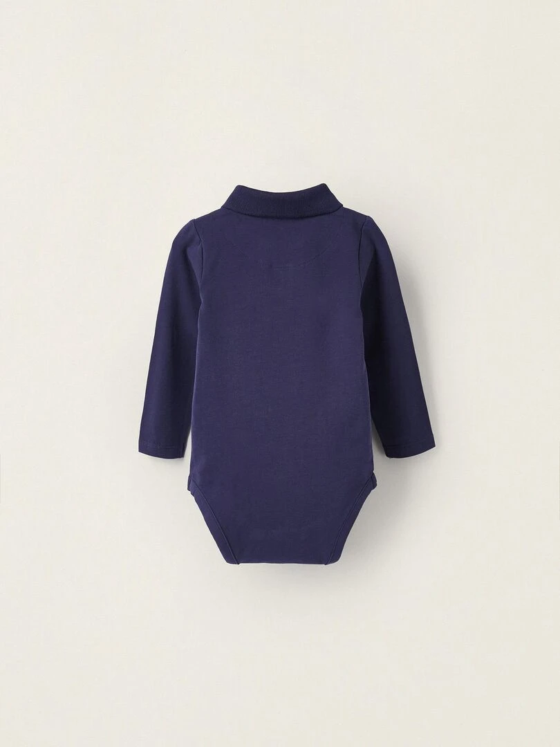 Body Polo en Coton pour Nouveau né manches longues BALMORAL'S AFTERNOONS Bleu foncé