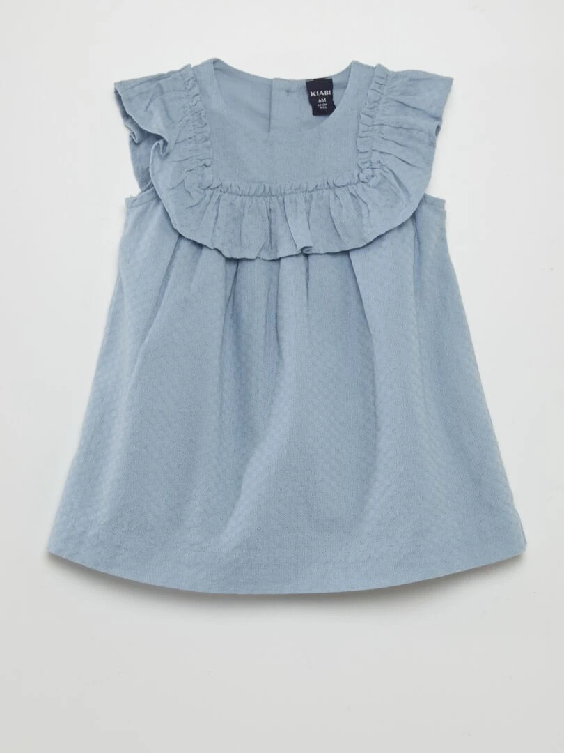 Robe évasée avec volants + culotte assortie Bleu
