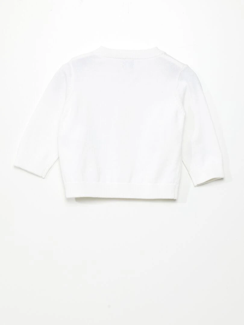Gilet à col V en maille légère BLANC