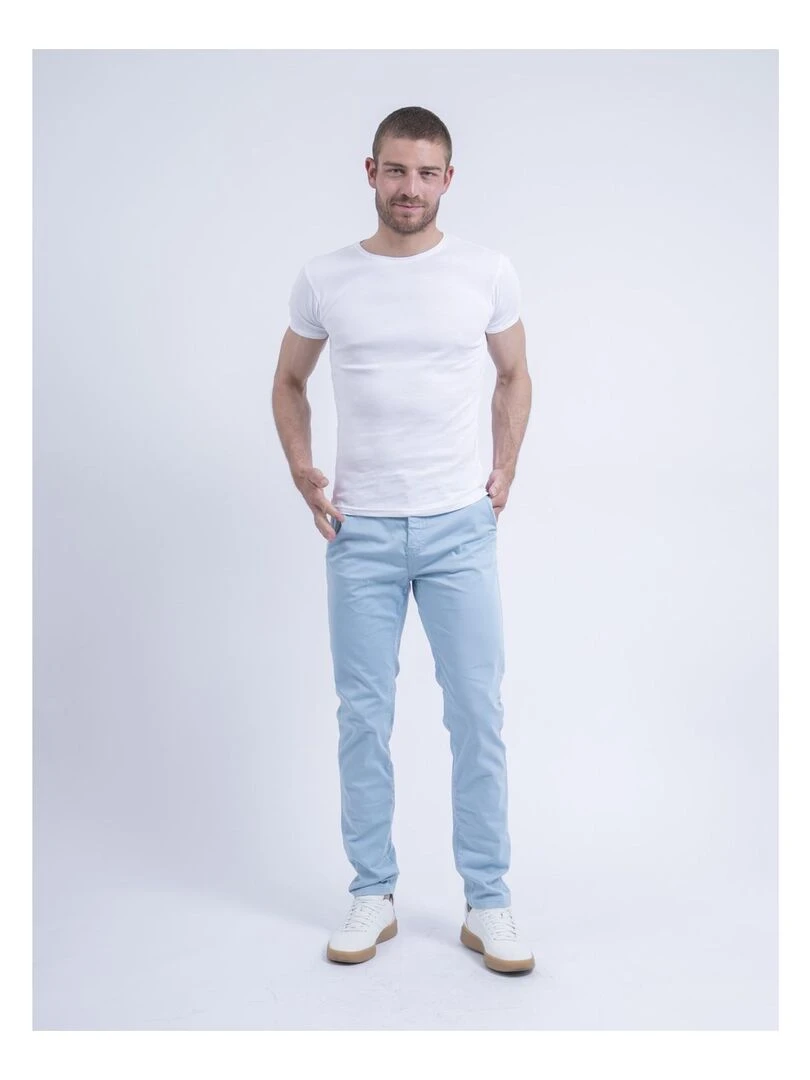 Pantalon chino coupe ajustée CARLTARO   Bleu ciel