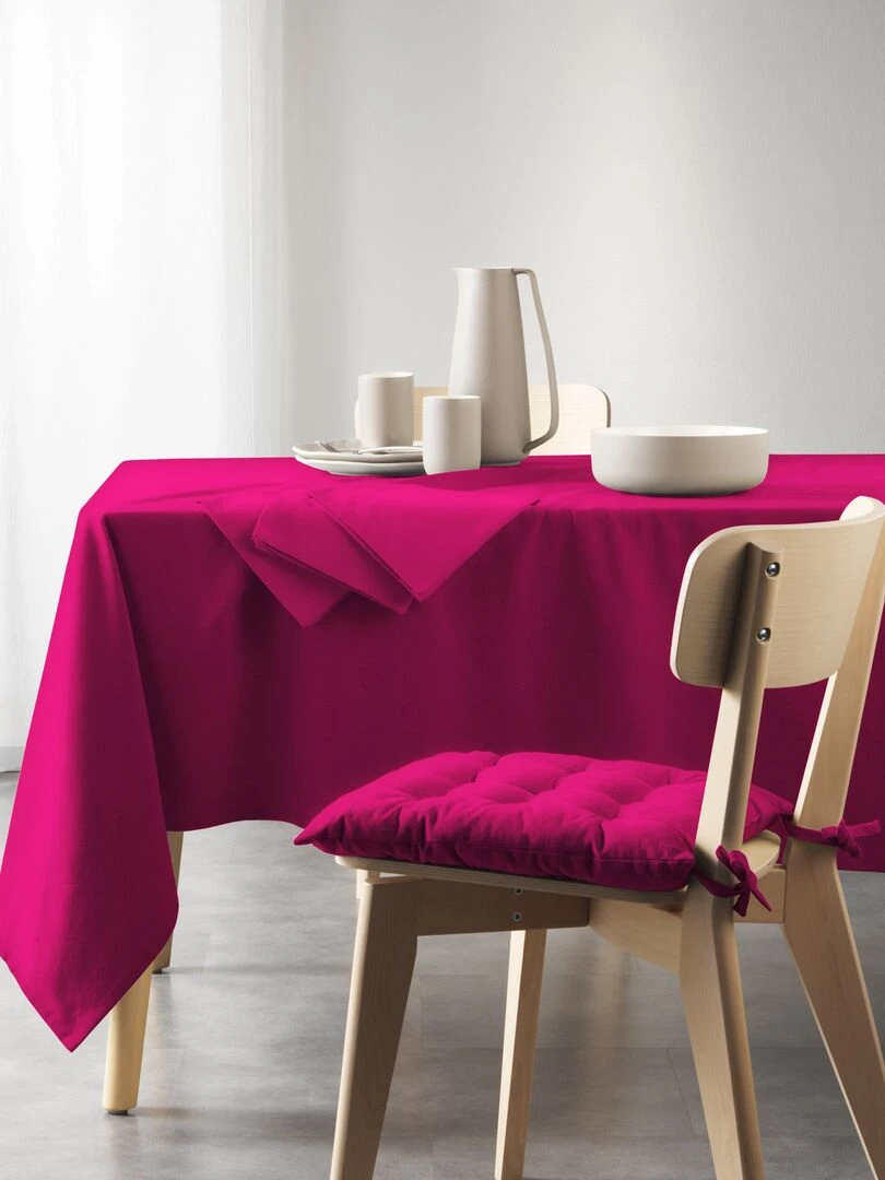 Nappe rectangle coton recycle 140 x 240 cm Grand mistral fuchsia Rose fushia