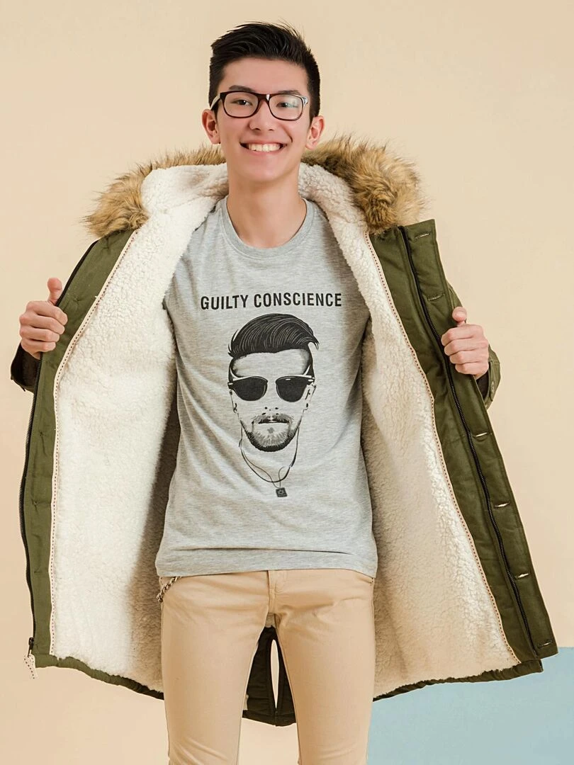 Parka Longue Chaude pour Homme Taille XS S M L XL ROCK & PEACE 'LA FAUTE A VOLTAIRE' Kaki