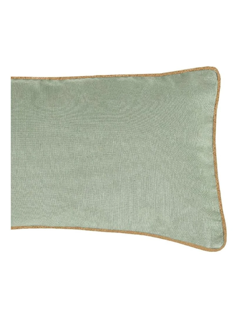 Coussin en coton recyclé avec piping jute 'Deko&co' Vert d'eau