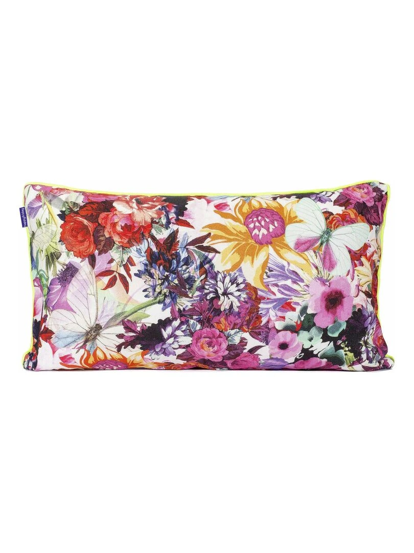Housse de coussin décoratif Flowery "Happyfriday" Blanc