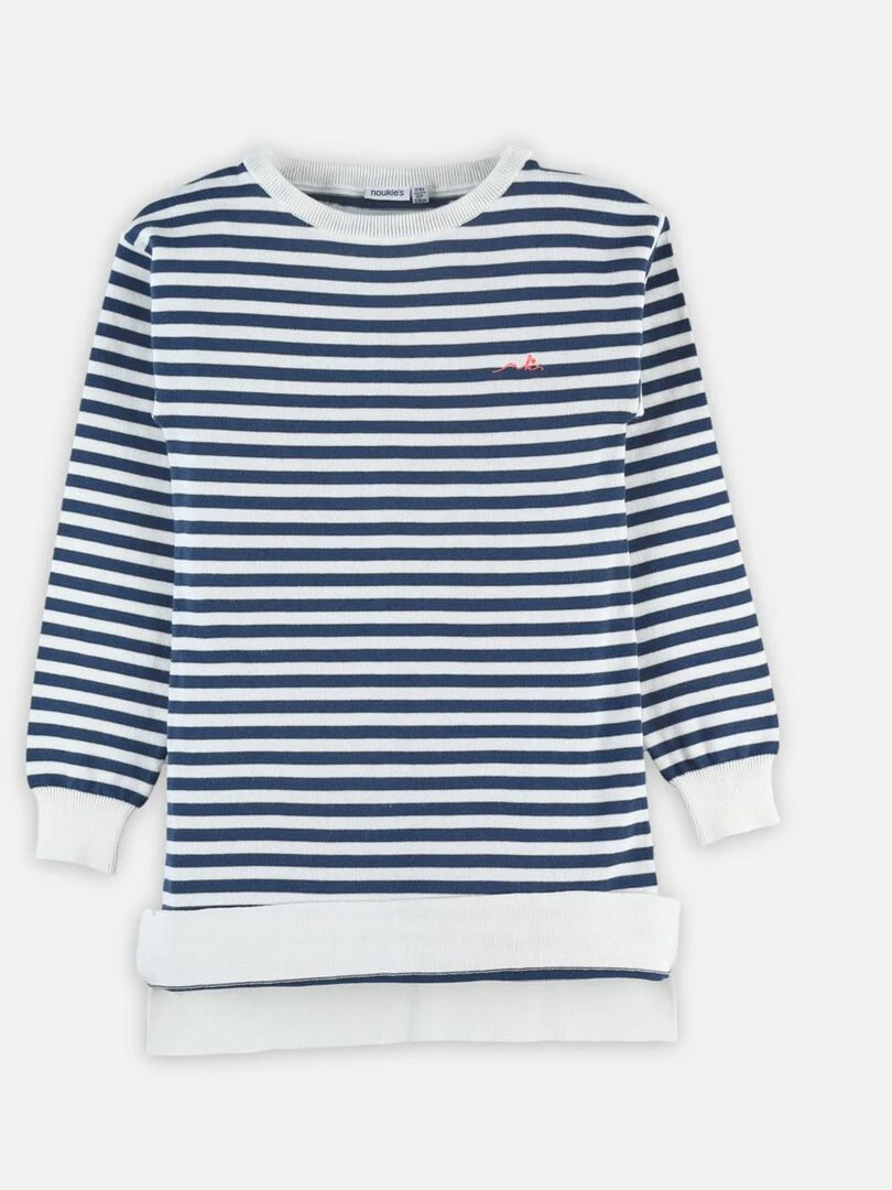 Robe tricot manches longues à rayures   Noukie's   Bleu