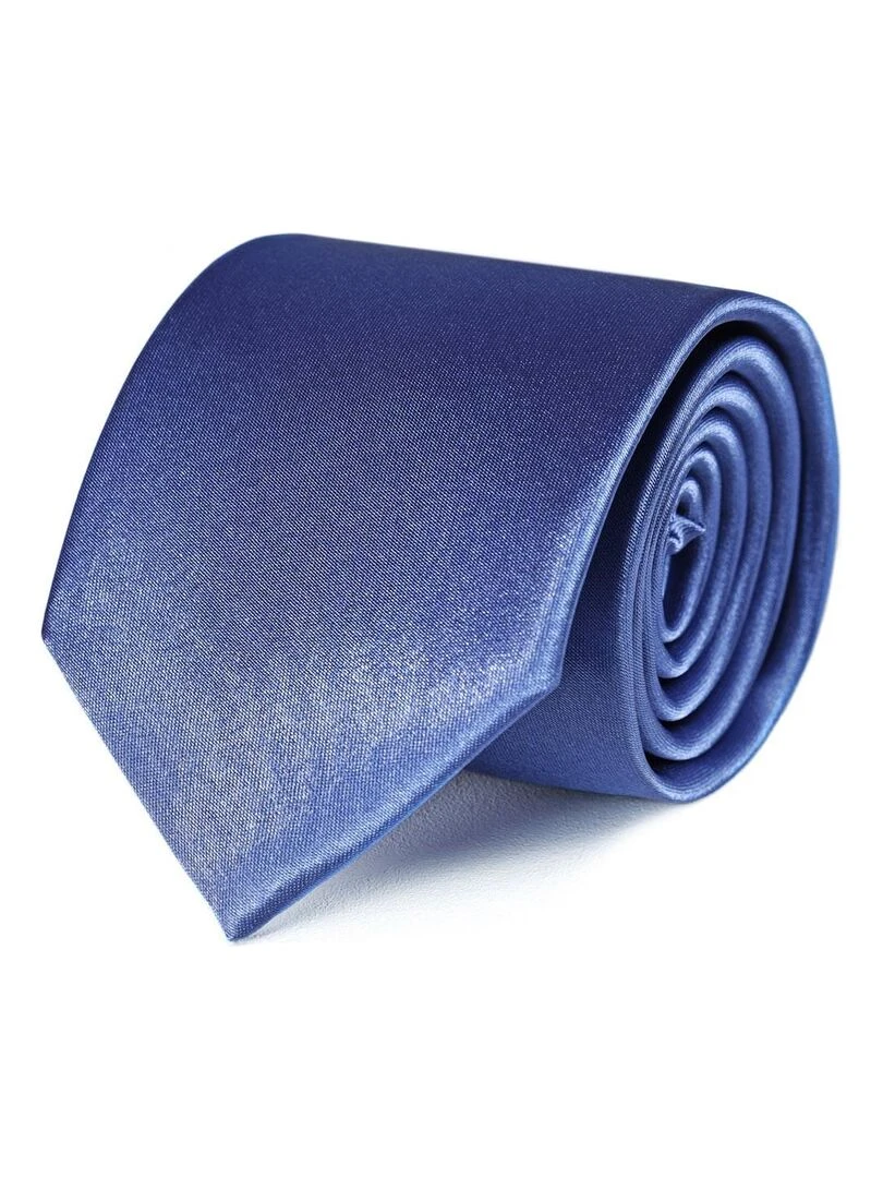 Cravate Satin Unie Fabriqué en Europe Bleu Gris