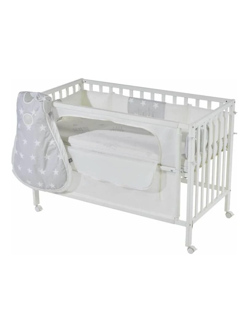 ROBA Lit cododo "safe asleep®" 60 x 120 cm – incl. équipement "Sterne grau" Blanc