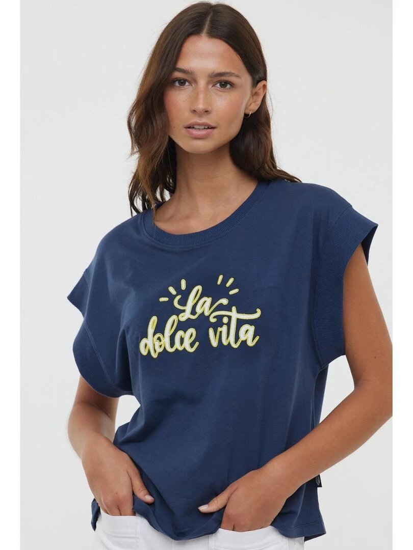 Lee Cooper   T Shirt manches courtes coton regular ALCE SM   Bleu marine