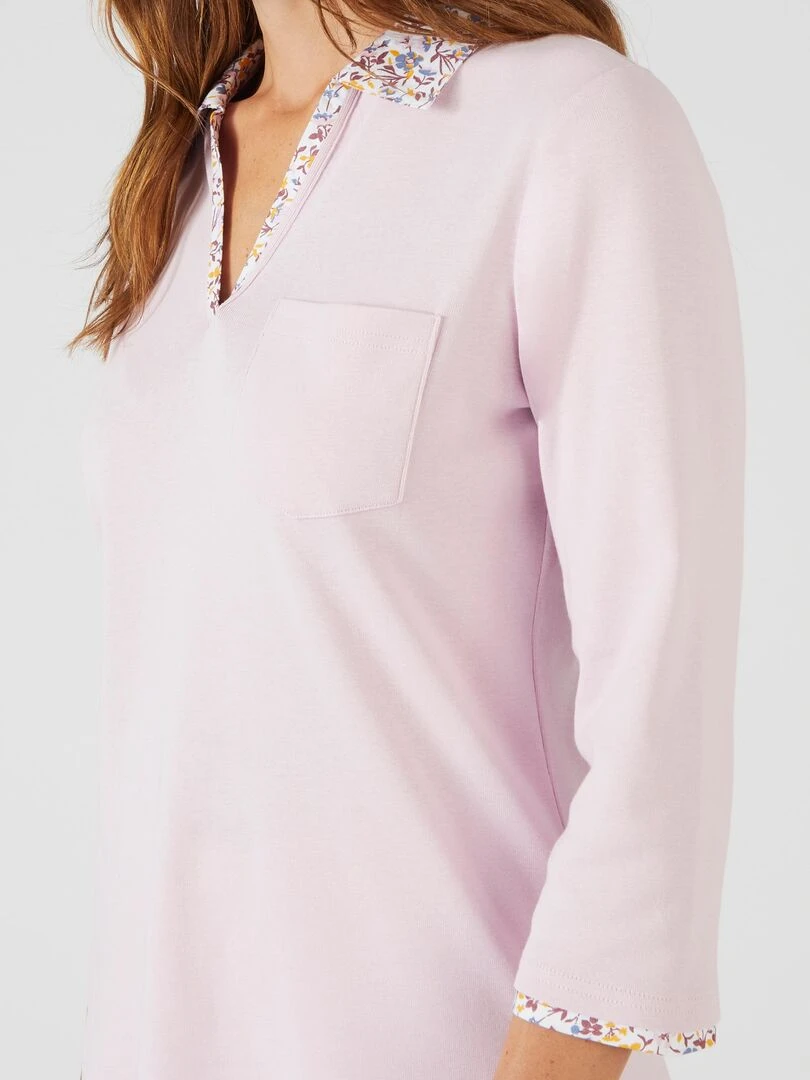 Tee shirt effet 2 en 1 coton biologique Damart Mauve lilas