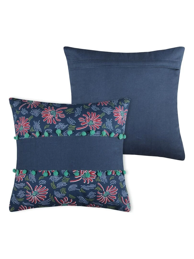 Coussin déhoussable à l'esprit floral Bleu marine