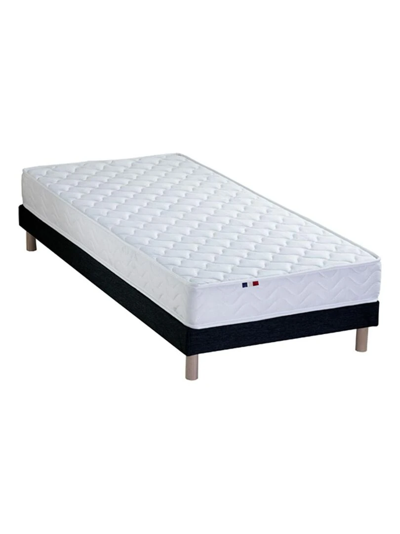 Ensemble Matelas accueil Latex 3 zones INITIAL Bi Confort Mousse & Latex + Sommier Sommier Noir Noir Blanc