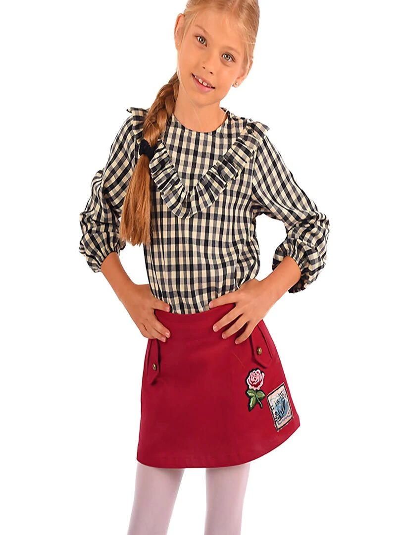 Jupe Courte Rouge Bdx Fille MINI SKA 'LA FAUTE A VOLTAIRE' Bordeaux