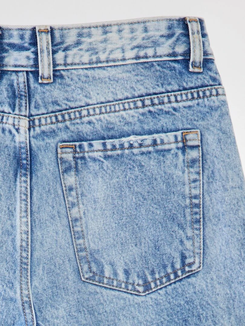 Jean droit à 5 poches avec abrasions   Bleu