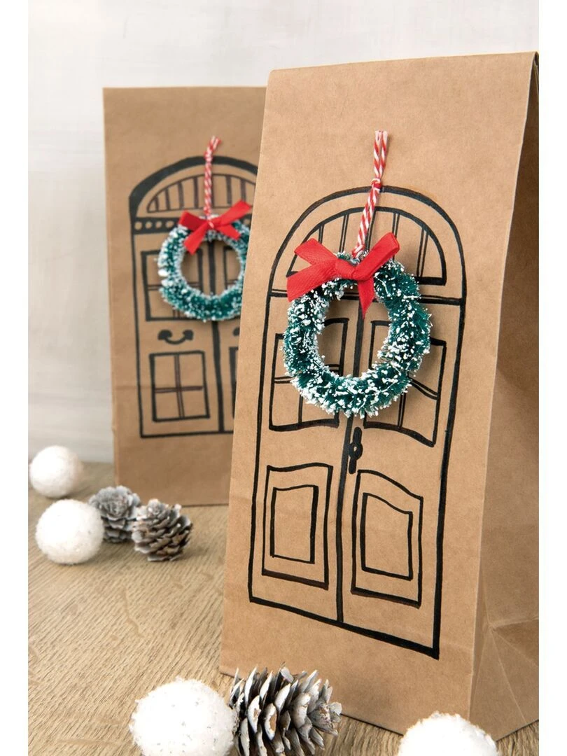 5 Couronnes de Noël miniatures Ø 3 à 5 cm   Rouge