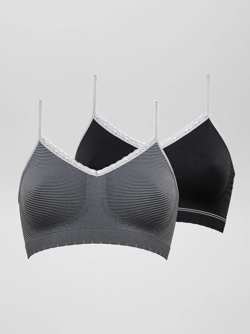 Lot de 2 brassières 'Billet Doux' noir/gris