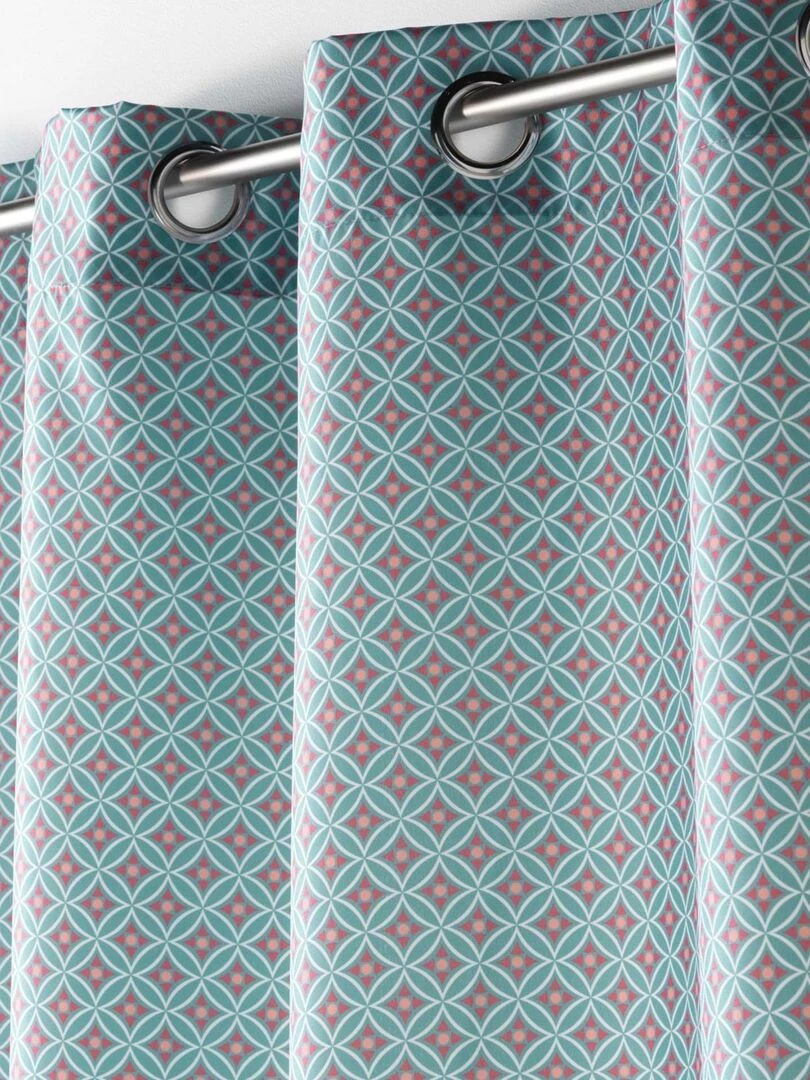 Rideau d'ameublement au style géométrique   Bleu turquoise