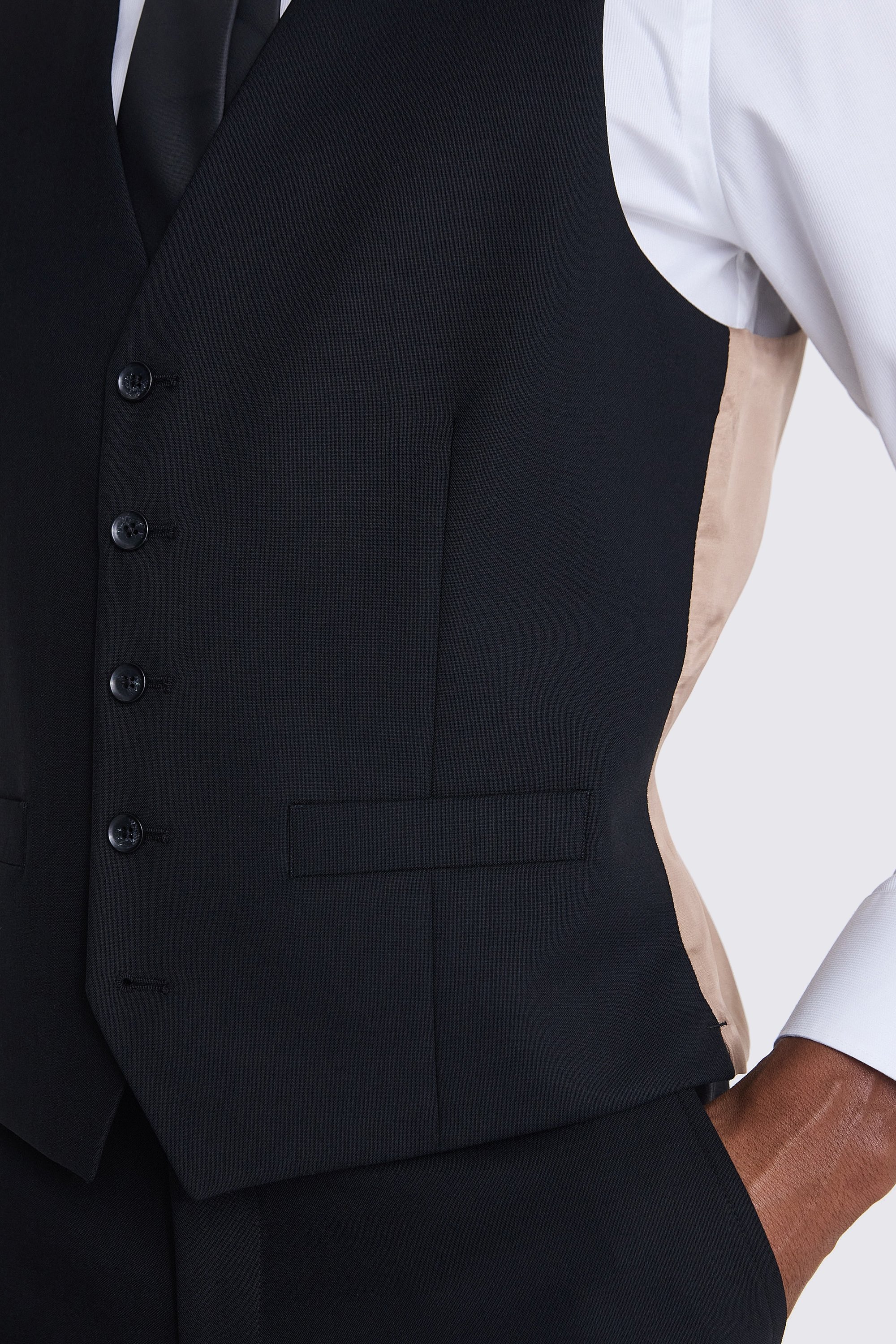 Italian Tailored Fit Black Half Lined Waistcoat   Buy Online at Moss
