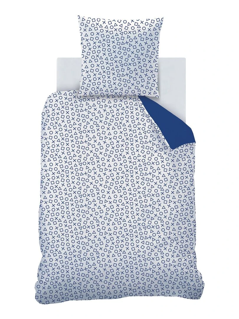Parure de lit imprimée 100% coton  PLAYSTATION GAME   Bleu