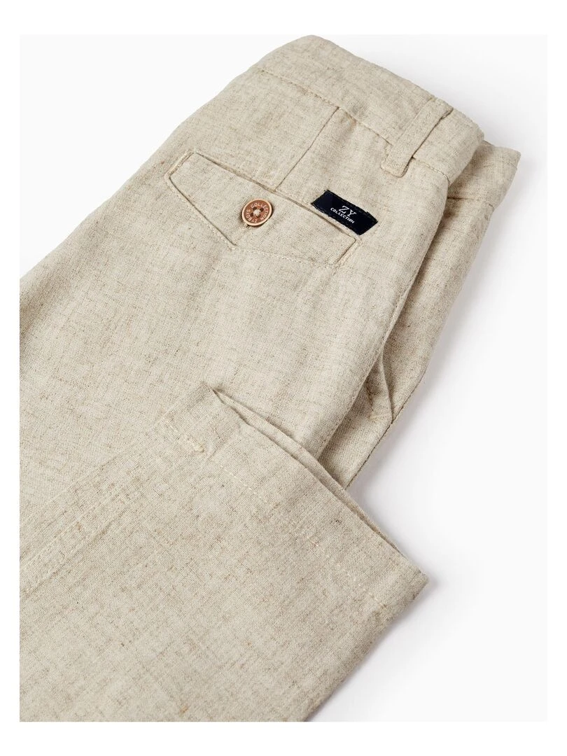 Pantalon Chino en Lin pour Garçon 'Slim Fit'   Beige