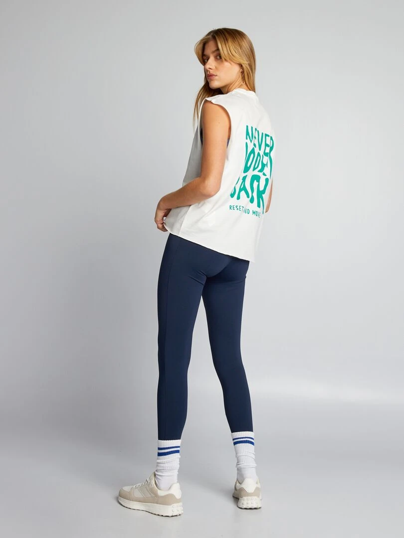 T shirt imprimé sans manches Blanc