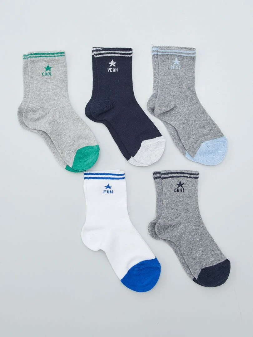Lot de 5 paires de chaussettes à contrastes Gris