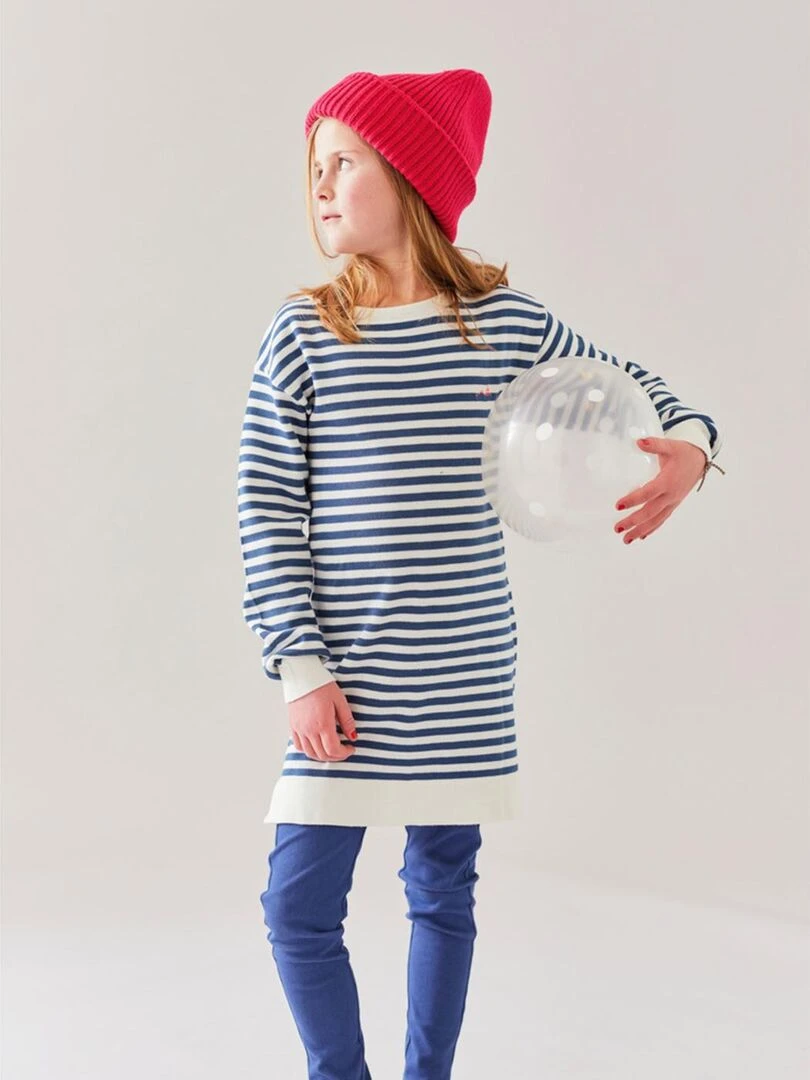 Robe tricot manches longues à rayures Noukie's Bleu