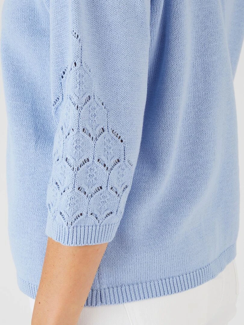 Pull maille ajourée Damart Bleu gris