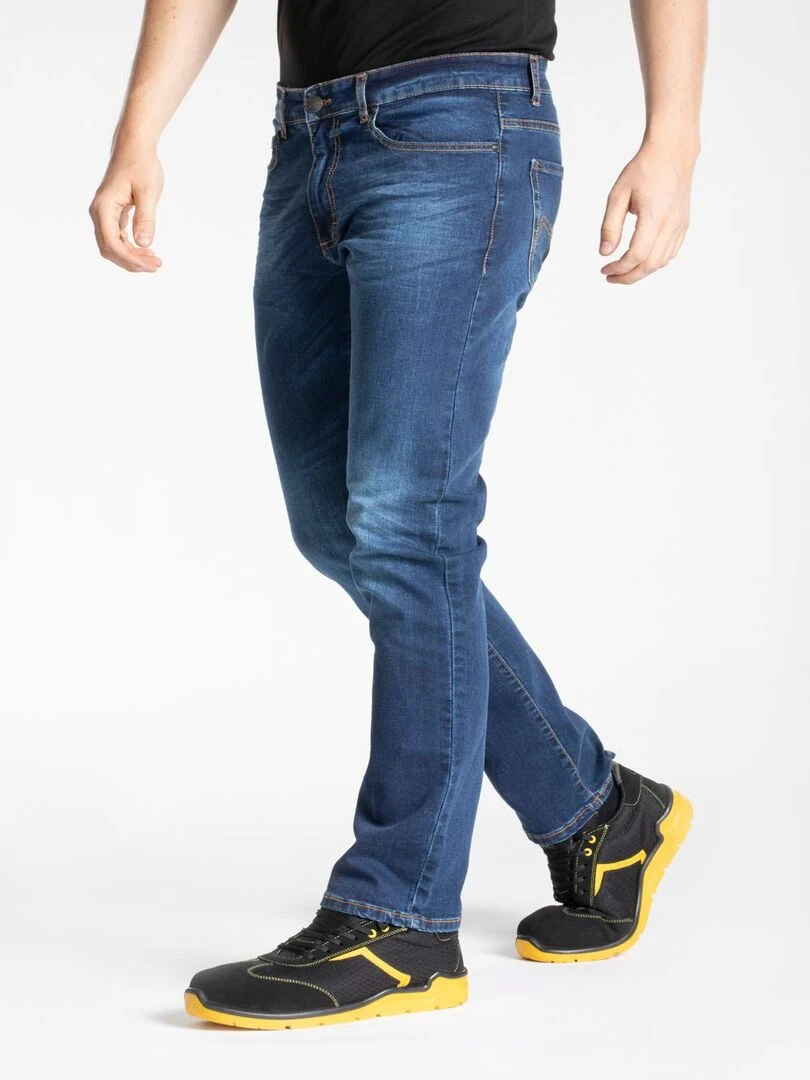 Jeans de travail coupe droite confort denim brossé stretch WORK8 'Rica Lewis' Bleu