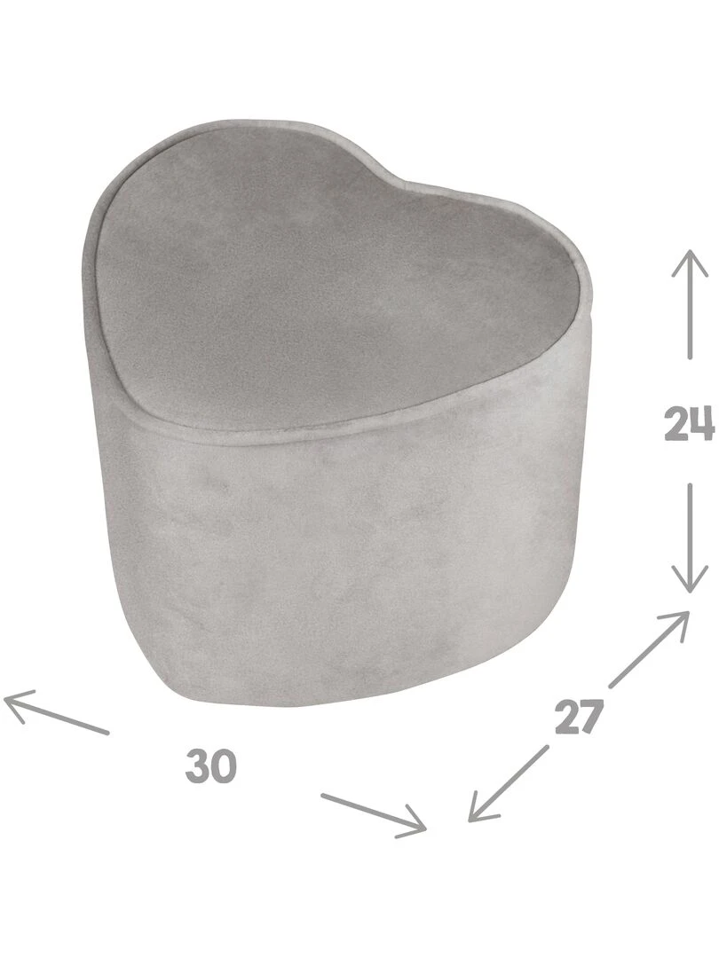 ROBA Tabouret en Forme de Coeur pour Chambre Enfant "Lil Sofa"   en Velours Doux   Gris   Gris