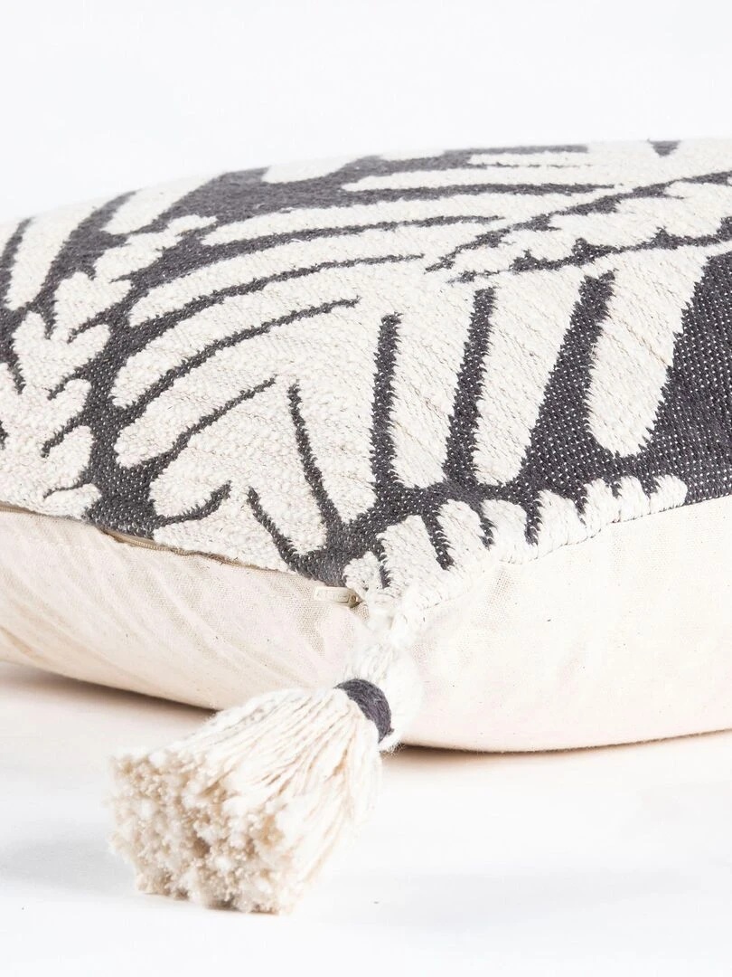 Coussin en coton tissé jacquard JAFFAR 'Deko&co'   Gris Beige