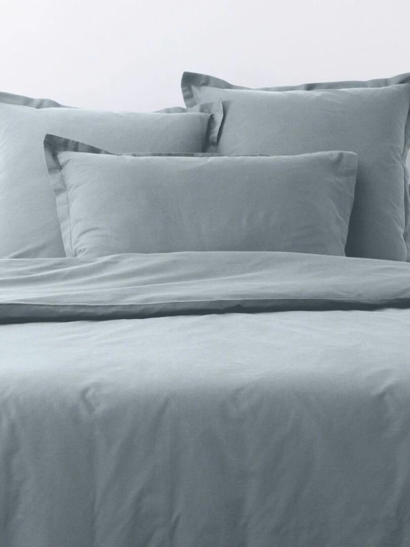 Lot de 2 taies d’oreiller coton uni   Bleu polaire